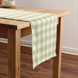 Französisches Land Meadow Gingham - Salbei grün ka Kurzer Tischläufer