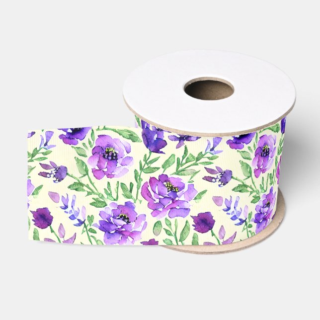 Französisches Land mit Lila Grün der Blüte Ripsband (Spule)