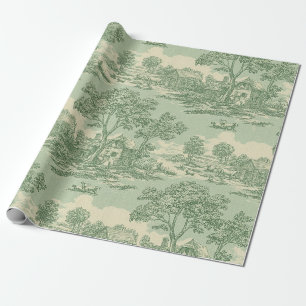 Französisches Land-Sage-Toile-Bauernhofszene Geschenkpapier