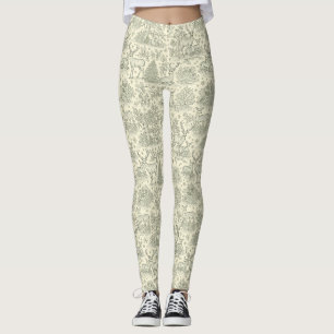 Französisches Land Toile Hirsch Muster Leggings