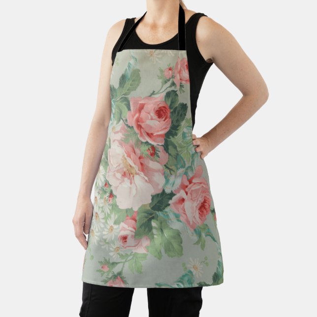 Französisches Land Vintag Antike Rose Cabbage Schürze (InSitu)