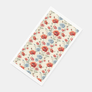 Französisches Landhaus-Mohn und Dahlien-Toile Serviette