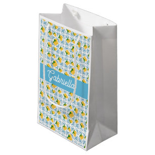Französisches Landhaus-Zitronen-Blau-Fliesen-Monog Kleine Geschenktüte