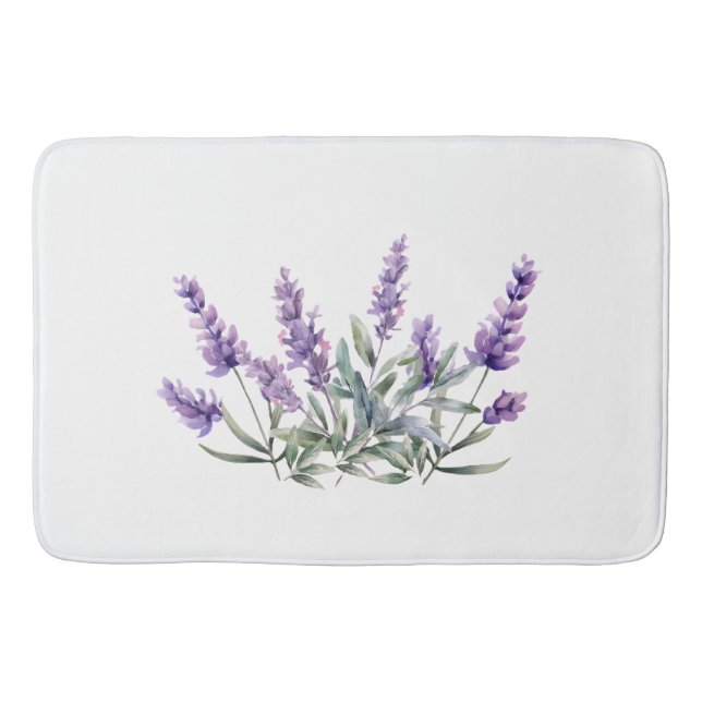 Französisches Lavendel-Muster. Aquarell Badematte (Vorderseite)