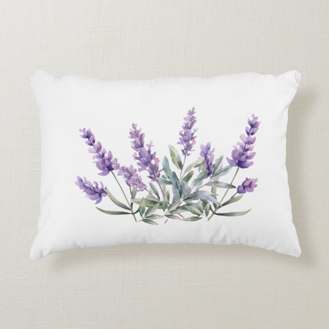 Französisches Lavendel-Muster. Aquarell Dekokissen (Vorderseite)