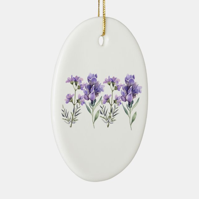 Französisches Lavendel-Wasserfarbmuster Keramik Ornament (Rechts)