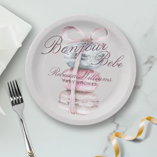Französisches Macaron Bonjour Bebe Babyparty Pappteller