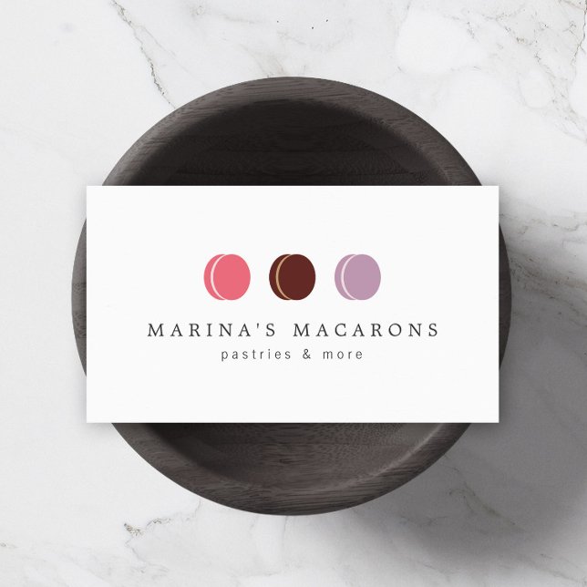 FRANZÖSISCHES MACARON TRIO LOGO 3 auf Weiß Visitenkarte (Von Creator hochgeladen)
