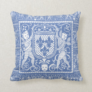 Französisches mittelalterliches Chateau Blue Fleu Kissen