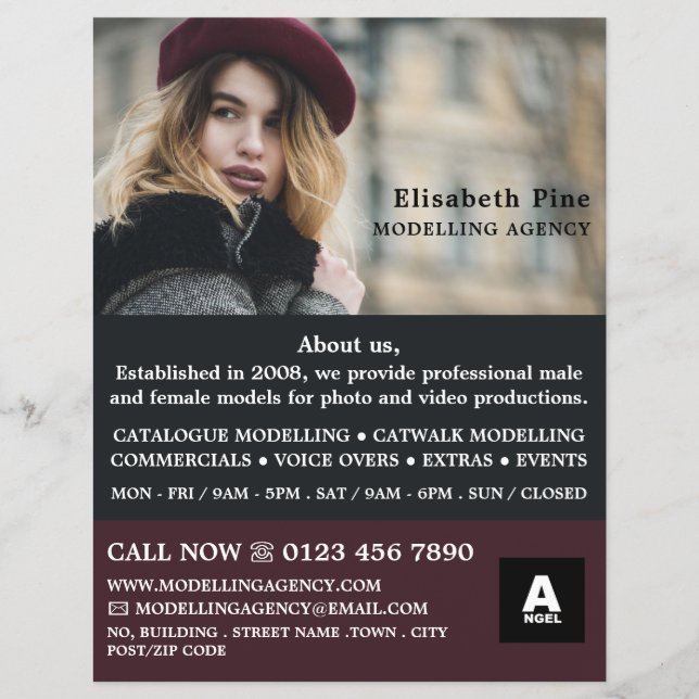 Französisches Modell, Modellierungsagentur, Muster Flyer (Vorne)