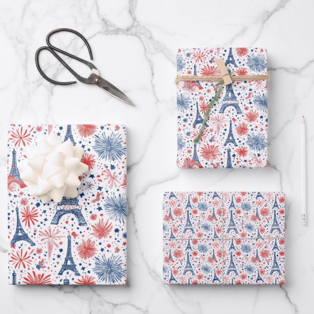 Französisches Muster 4 Geschenkpapier Set (Vorderseite)