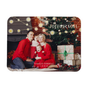 Französisches Noël Modern Elegant Chic Foto Famili Magnet