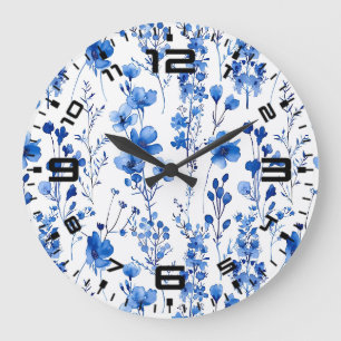 Französisches Papier-Wildblumen-Musterdesign-98186 Große Wanduhr