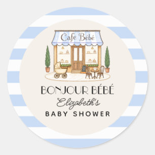 Französisches Paris-Café Bébé Boy Baby Shower Runder Aufkleber