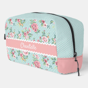 Französisches Pastell-Mintgrün-Blush-Rosa-Rosenmus Waschbeutel