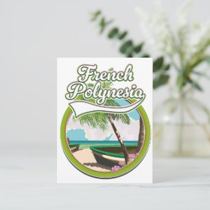 Französisches Polynesien Reiselogo. Einladungspostkarte