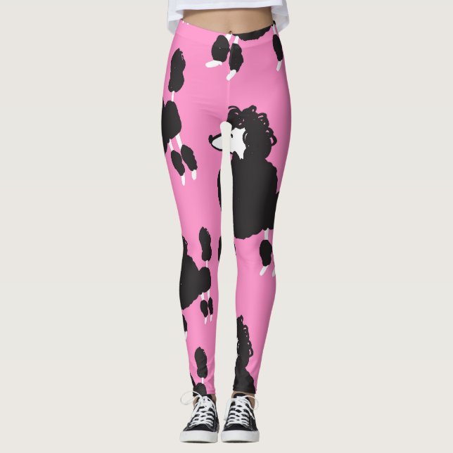 Französisches Poodle: Vintages Illustrationsmuster Leggings (Vorderseite)