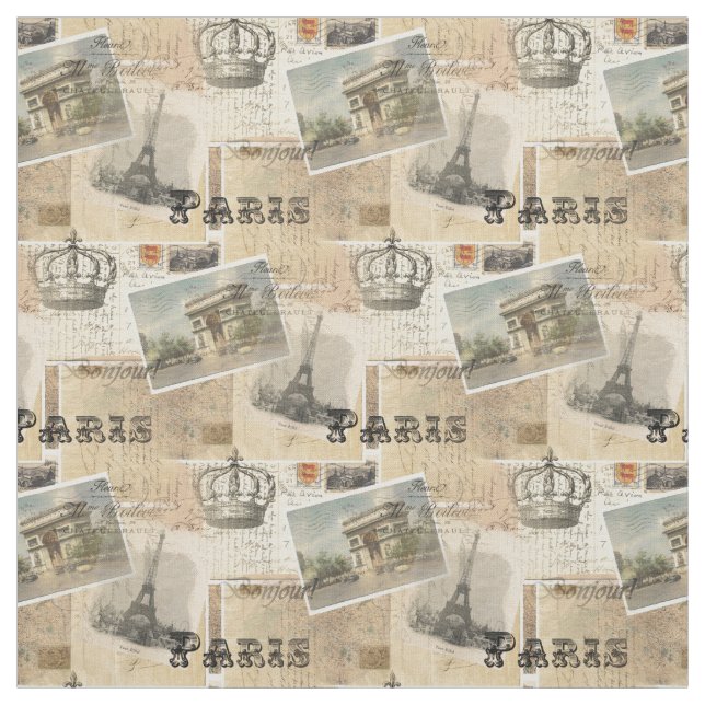 Französisches Postkarten-Paris-Gewebe Stoff (Muster)