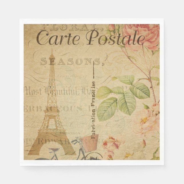 Französisches Postkartenpapier Napkin Serviette (Vorderseite)