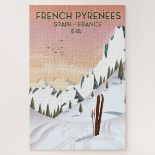 Französisches Pyrenäen-Skiplakat