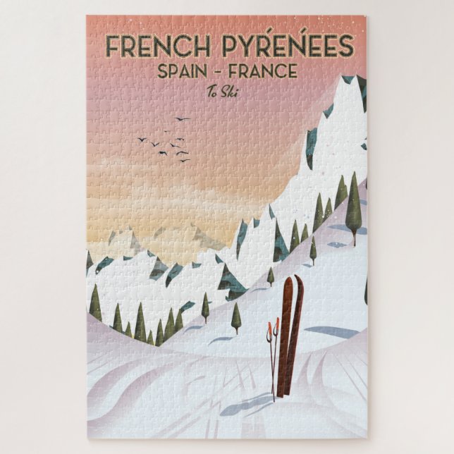 Französisches Pyrénées Ski Poster (Vertikal)