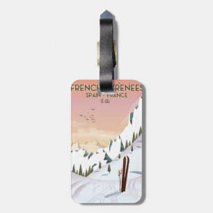 Französisches Pyrénées Ski Poster Gepäckanhänger