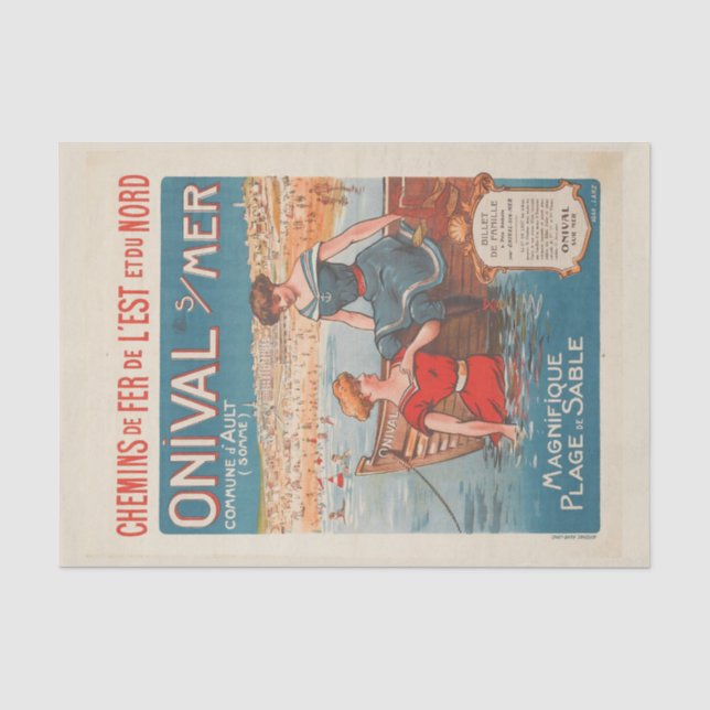 Französisches Reiseposter Seaside Sailers Ladys Seidenpapier (Vorderseite)