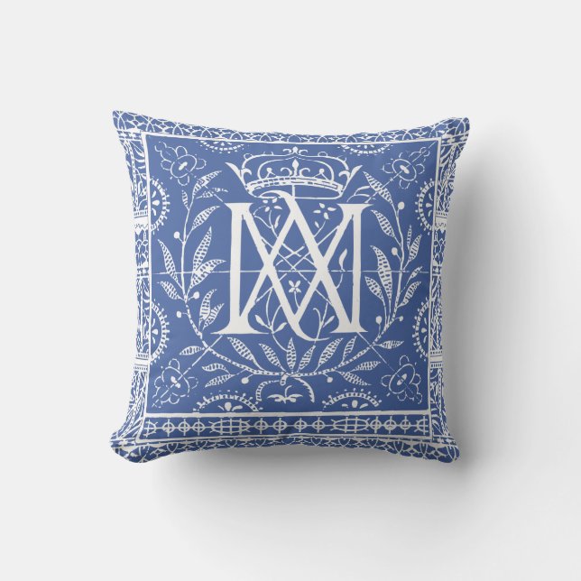Französisches Renaissance-Kissen-Monogramm MA Kissen (Vorderseite)
