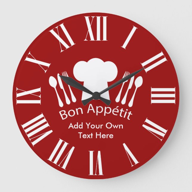 Französisches Restaurant Bon Appetit Gourmet Küche Große Wanduhr (Vorderseite)