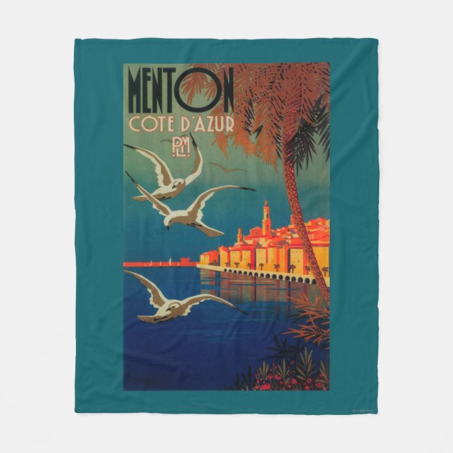 Französisches Riviera-Reise-Plakat # 1 Fleecedecke (Vorderseite)