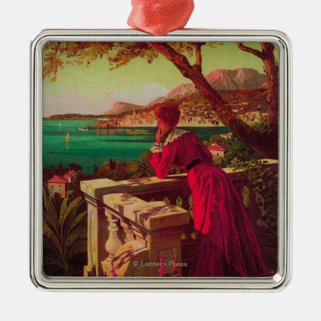 Französisches Riviera-Reise-Plakat # 2 Ornament Aus Metall (Vorne)