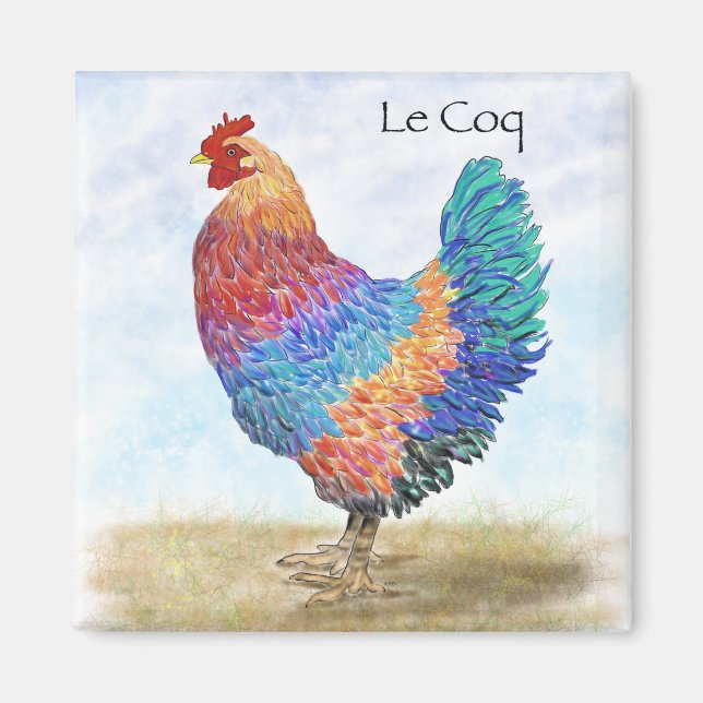 Französisches Rooster Kiteschmagnet Magnet (Vorne)