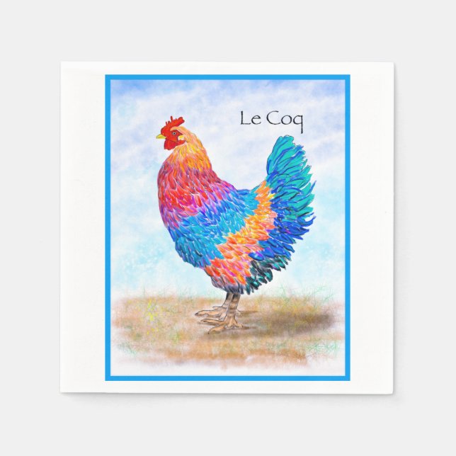 Französisches Rooster Paper Napkin Serviette (Vorderseite)