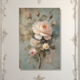 Französisches Schloss Vintag Blauer Rosa Blumendek Seidenpapier