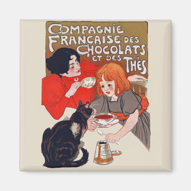 Französisches Schokolade Party Steinlen Art Magnet (Vorne)