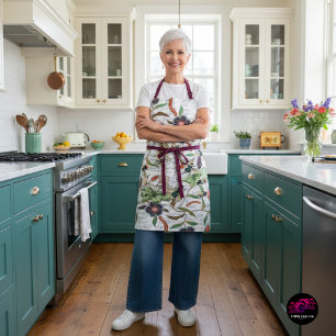 Französisches Schrift Botanisches Bienen Muster Schürze