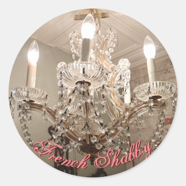 Französisches Shabby Chic Chandelier Runder Aufkleber (Vorderseite)