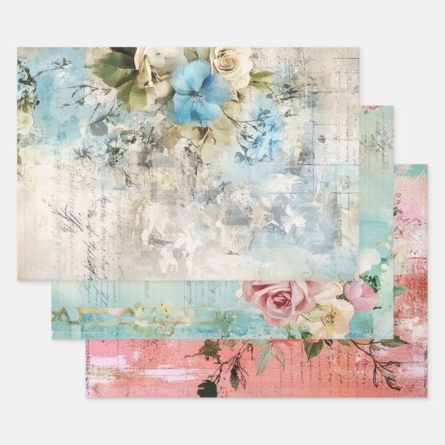 Französisches Shabby Chic-Muster Geschenkpapier Set (Set)