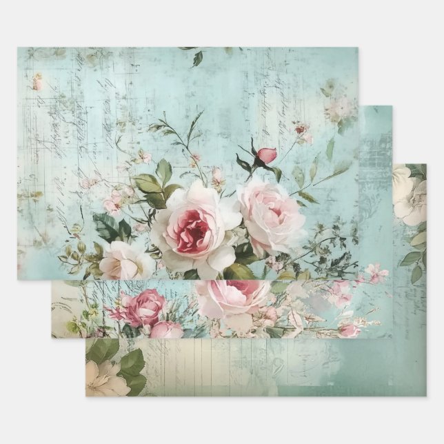 Französisches Shabby Chic-Muster Geschenkpapier Set (Set)
