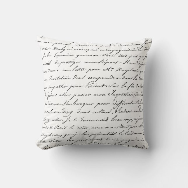 Französisches Skript-schickes Handschrifts-Kissen Kissen (Vorderseite)