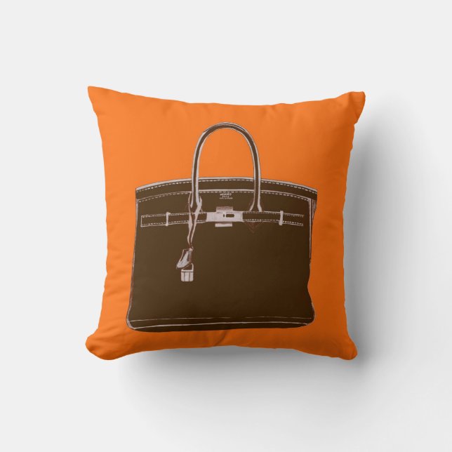 FRANZÖSISCHES TASCHEN-KISSEN BROWN/ORANGE KISSEN (Vorderseite)