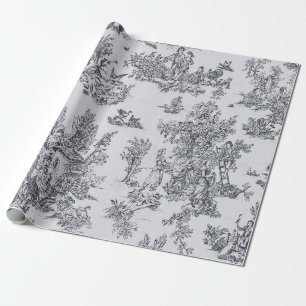 Französisches Toile de joues Schwarz-Weiß-Deco Geschenkpapier