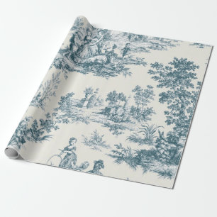 Französisches Toile de jousage green decoupage Geschenkpapier