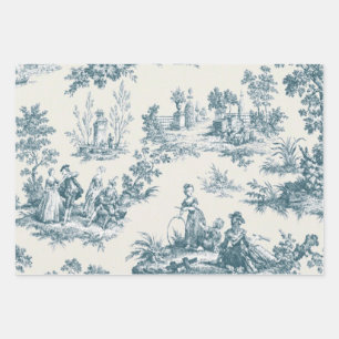 Französisches Toile de jousage green decoupage Geschenkpapier Set