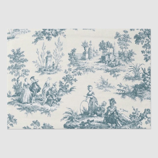 Französisches Toile de jousage green decoupage Seidenpapier (Vorderseite)