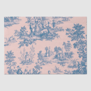 Französisches Toile de jouy blau und rosa Decodipa Seidenpapier