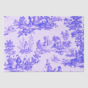 Französisches Toile de jouy Blau-Weiß-Deco Seidenpapier