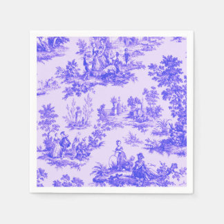 Französisches Toile de jouy Blau-Weiß-Deco Serviette