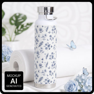 Französisches Toile de Jouy-Muster Blaue Chinoseir Trinkflasche