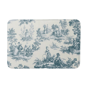 Französisches Toile de jouy sage grün elegant Badematte